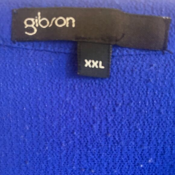 Gibson 3/4 sleeve roll tab criss cross detail v neck blouse size xxl royal blue - Picture 2 of 3